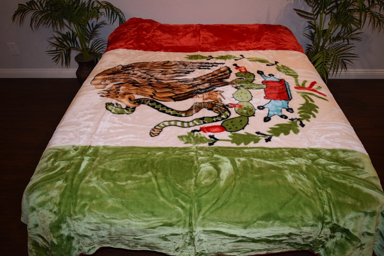 Mexican Flag 5 lb Korean Mink Style Blanket – Queen