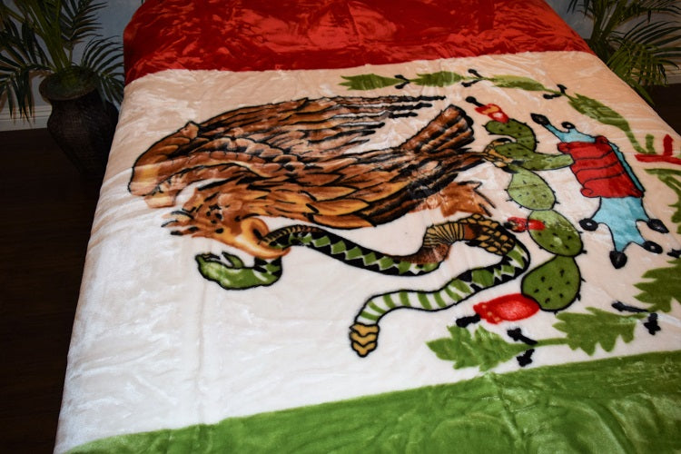 Mexican Flag 5 lb Korean Mink Style Blanket – Queen