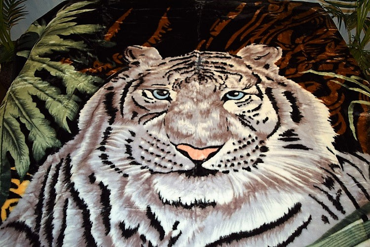 White Tiger Korean Mink Style Blanket – Heavy King & Queen