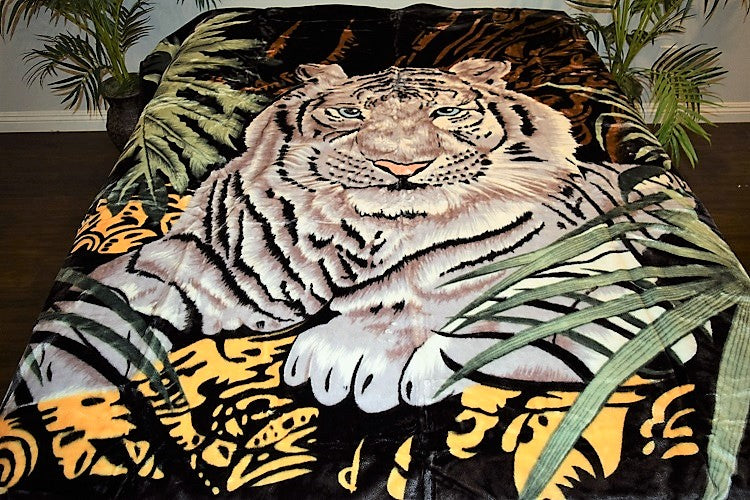 White Tiger Korean Mink Style Blanket – Heavy King & Queen