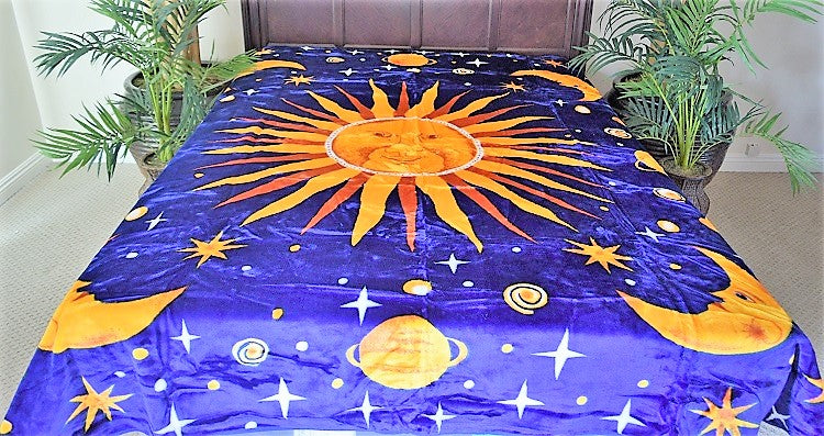 Sun, Moon & Stars 5 lb Korean Mink Style Blanket – Queen