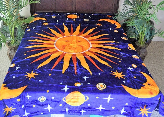 Sun, Moon & Stars 5 lb Korean Mink Style Blanket – Queen