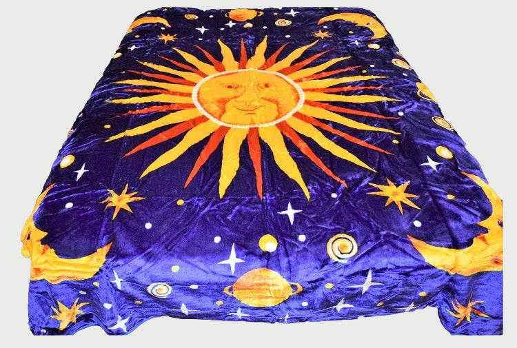 Sun, Moon & Stars 5 lb Korean Mink Style Blanket – Queen