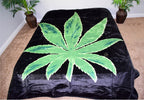 Cannabis Leaf 5 lb Korean Mink Style Blanket – Queen