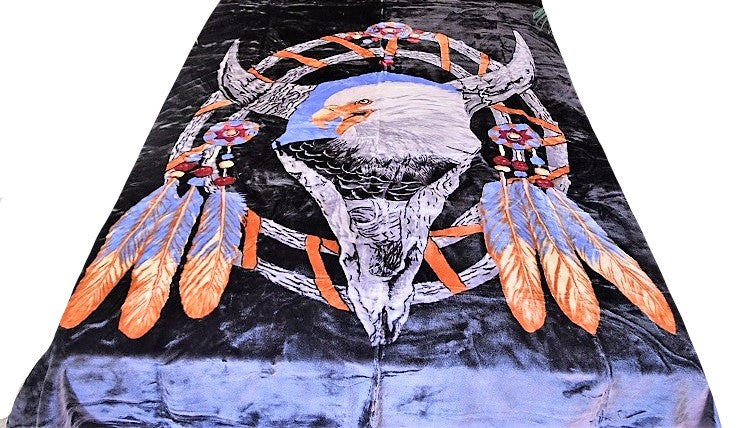 Bald Eagle Dreamcatcher 5 lb Korean Mink Style Blanket – Queen