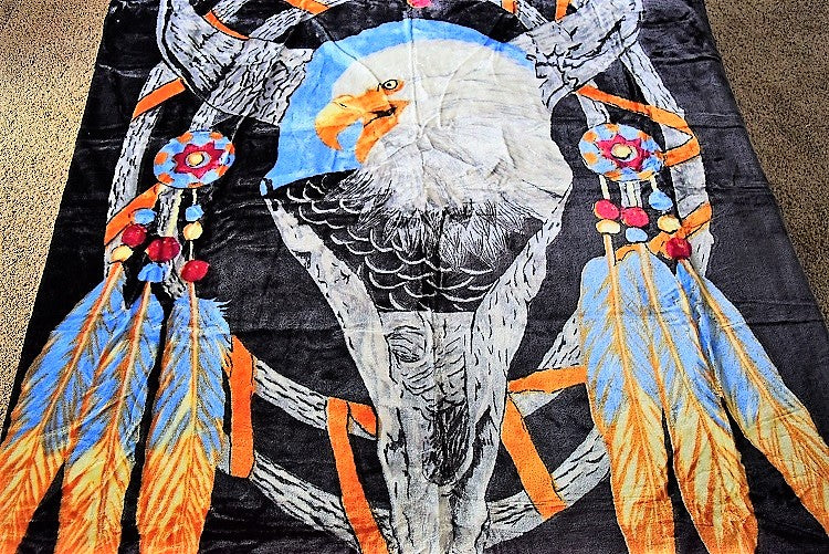 Bald Eagle Dreamcatcher 5 lb Korean Mink Style Blanket – Queen