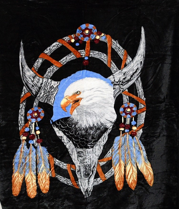 Bald Eagle Dreamcatcher 5 lb Korean Mink Style Blanket – Queen