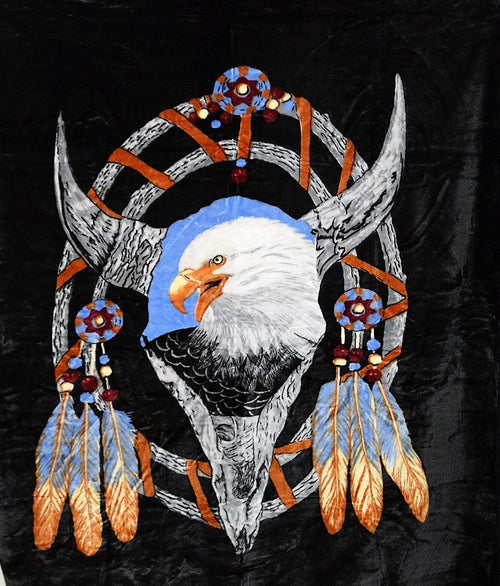 Bald Eagle Dreamcatcher 5 lb Korean Mink Style Blanket – Queen