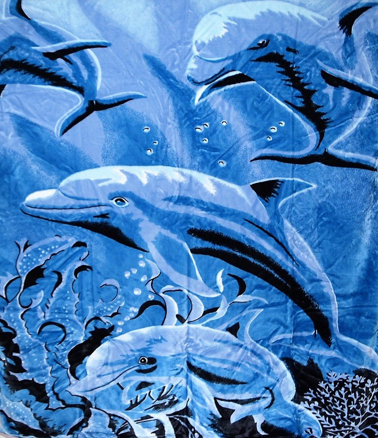 Dolphins Swimming Korean Mink Style Blanket – Heavy King & Queen