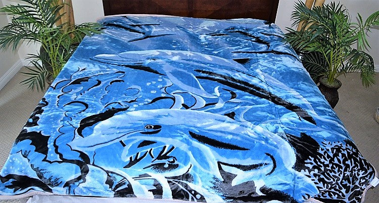Dolphins Swimming Korean Mink Style Blanket – Heavy King & Queen