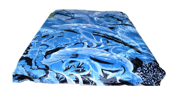 Dolphins Swimming Korean Mink Style Blanket – Heavy King & Queen