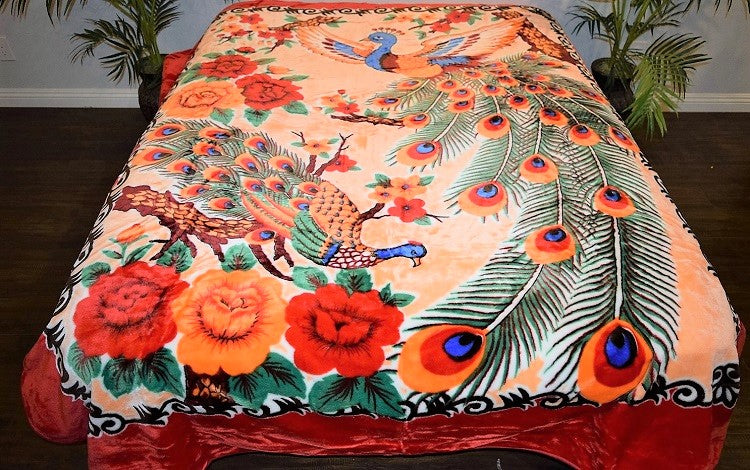Oriental Peacock 5 lb Korean Mink Style Blanket – Queen