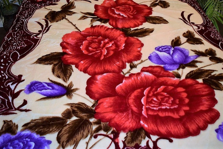 Red Rose Floral Korean Mink Style Blanket – Heavy King & Heavy Queen