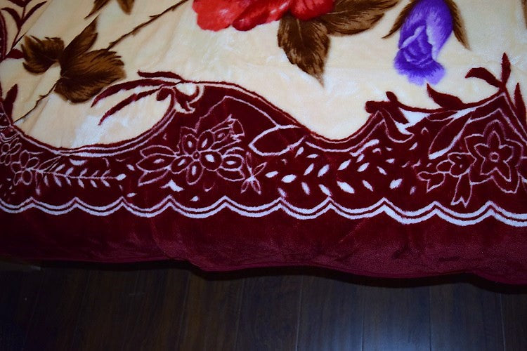 Red Rose Floral Korean Mink Style Blanket – Heavy King & Heavy Queen