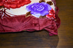 Red Roses Floral 12+ lb Reversible Korean Mink Style Borrego Blanket Set with 2 Pillowcases – King