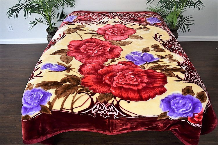 Red Rose Floral Korean Mink Style Blanket – Heavy King & Heavy Queen