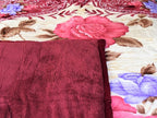 Red Roses Floral 12+ lb Reversible Korean Mink Style Borrego Blanket Set with 2 Pillowcases – King