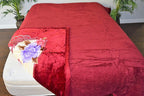 Red Roses Floral 12+ lb Reversible Korean Mink Style Borrego Blanket Set with 2 Pillowcases – King