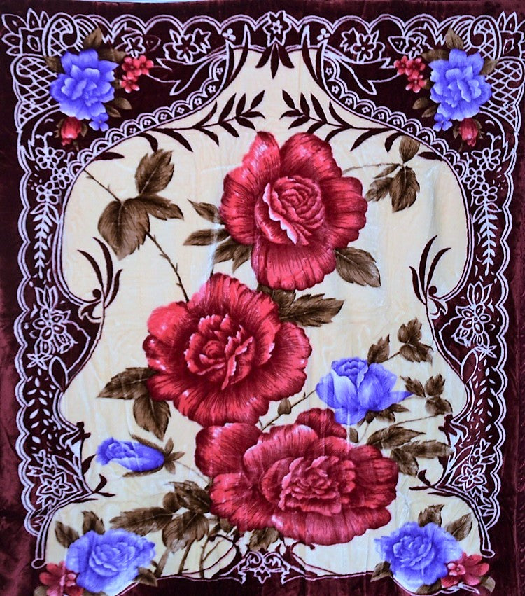 Red Rose Floral Korean Mink Style Blanket – Heavy King & Heavy Queen