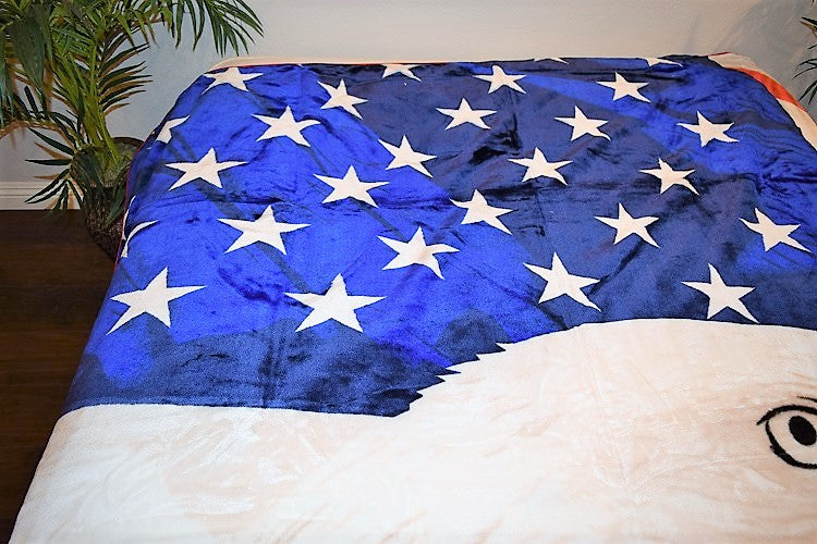 USA Flag & Eagle 5 lb Korean Mink Style Blanket – Queen