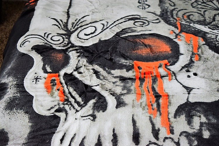 Skull & Skeleton Tattoo 5 lb Korean Mink Style Blanket – Queen