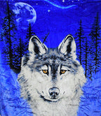 Big Wolf Face Korean Mink Style Blanket – Heavy Queen & Queen