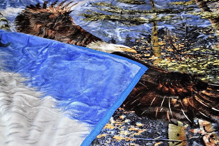 Flying Bald Eagle 6 lb Korean Mink Style Blanket – Queen