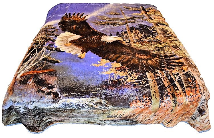 Flying Bald Eagle 6 lb Korean Mink Style Blanket – Queen