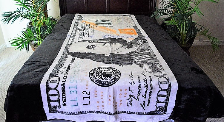 $100 Bill 5 lb Korean Mink Style Blanket – Queen
