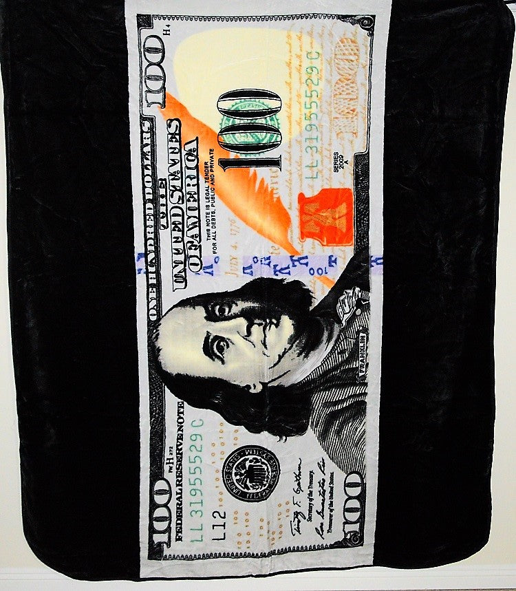 $100 Bill 5 lb Korean Mink Style Blanket – Queen