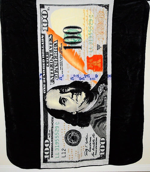 $100 Bill 5 lb Korean Mink Style Blanket – Queen