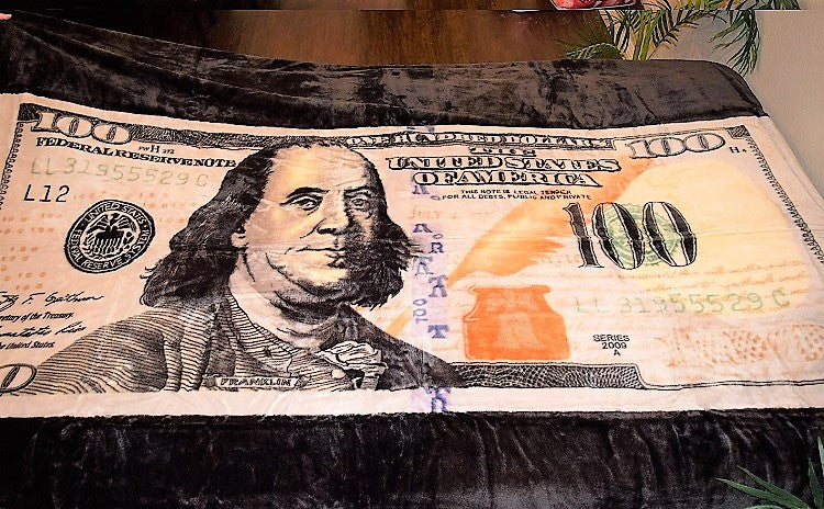 $100 Bill 5 lb Korean Mink Style Blanket – Queen