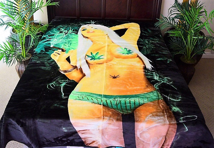 Cannabis Girl 5 lb Korean Mink Style Blanket – Queen