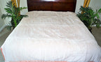 Beige Floral 12+ lb Reversible Korean Mink Style Sherpa Borrego Blanket Set with 2 Pillowcases – King