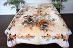 Beige Floral 12 lb Korean Mink Style Blanket Set – Heavy King