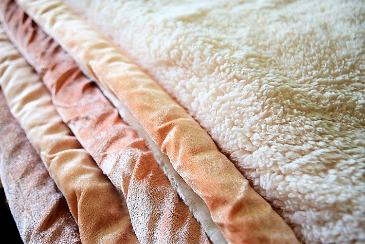 Beige Floral 12+ lb Reversible Korean Mink Style Sherpa Borrego Blanket Set with 2 Pillowcases – King