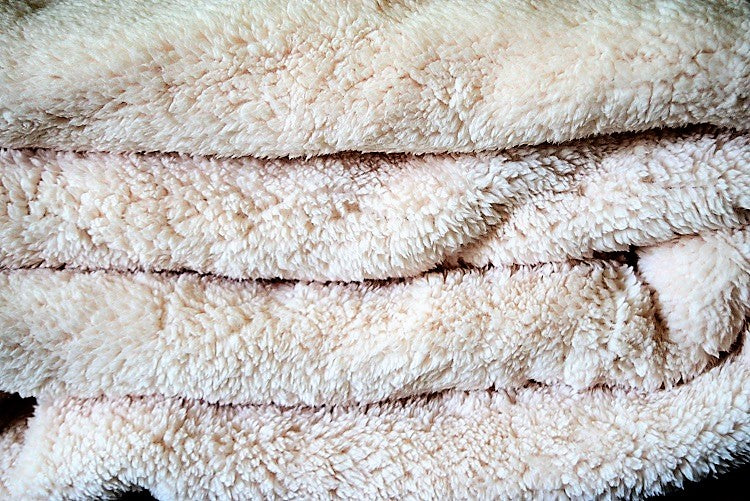 Beige Floral 12+ lb Reversible Korean Mink Style Sherpa Borrego Blanket Set with 2 Pillowcases – King