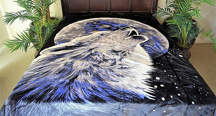 Howling Wolf & Full Moon 5 lb Korean Mink Style Blanket – Queen