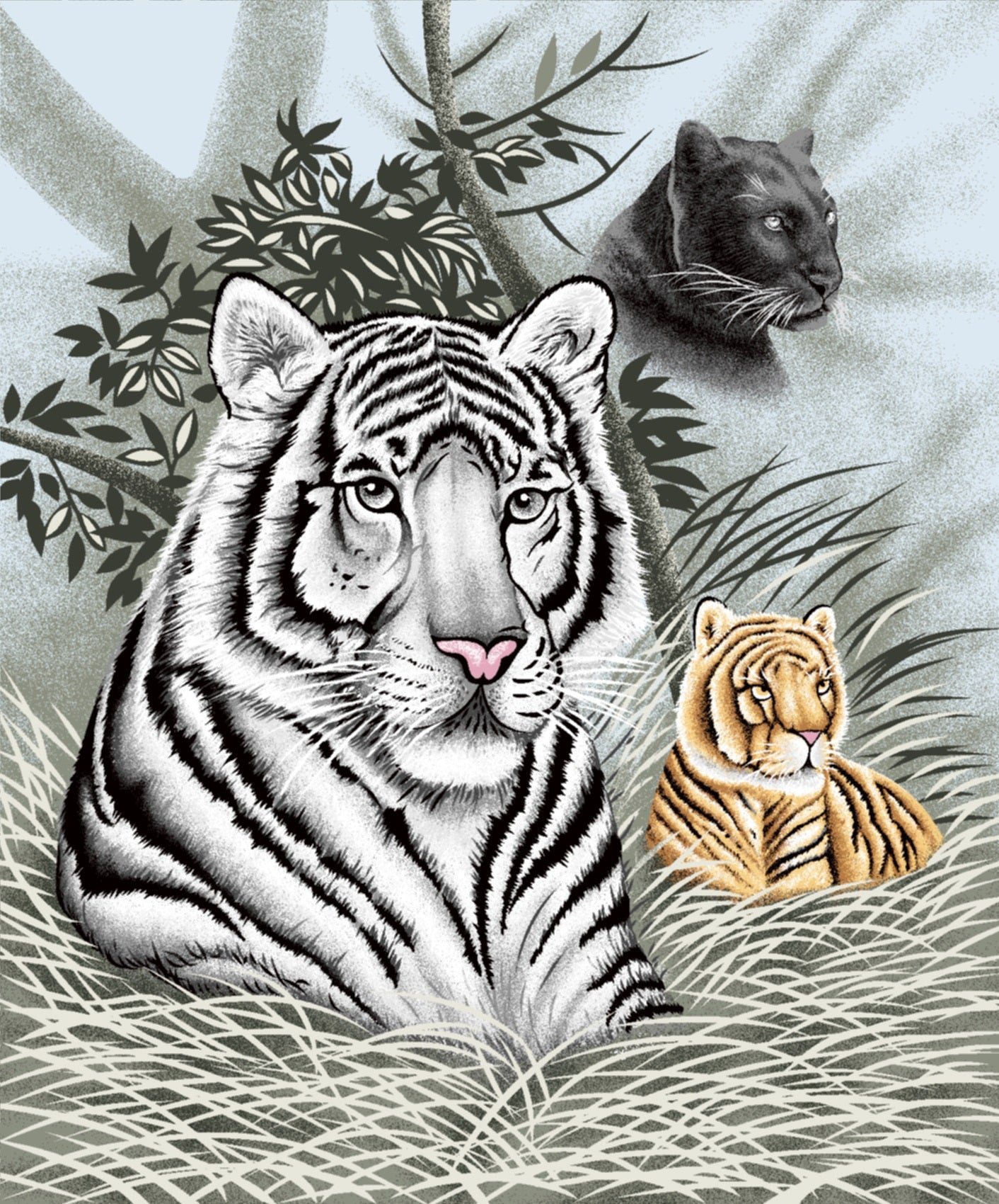 NEW White Tiger & Black Panther Korean Mink Style Blanket – Heavy King & Queen